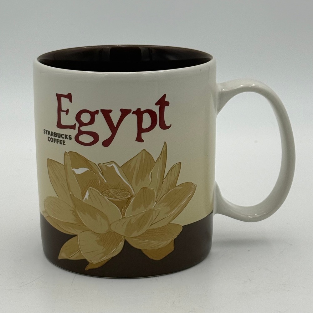 Starbucks Egypt Global Icon Series Coffee Mug 16oz Pyramids Lotus Flower 2015
